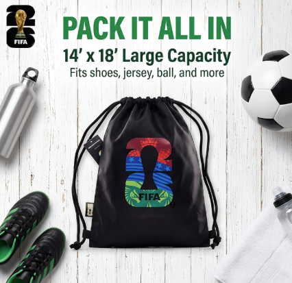 FIFA World Cup 2026 Drawstring Backpack Bag Sports Gym