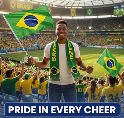 Scarf Knitted Brazil Unisex Sports FIFA World Cup 2026 Warm