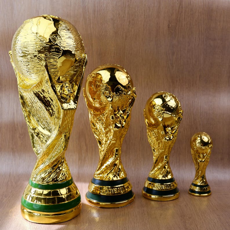 Pack of 4, World Cup Trophy Replica,Golden Resin Soccer Tournament Figurine